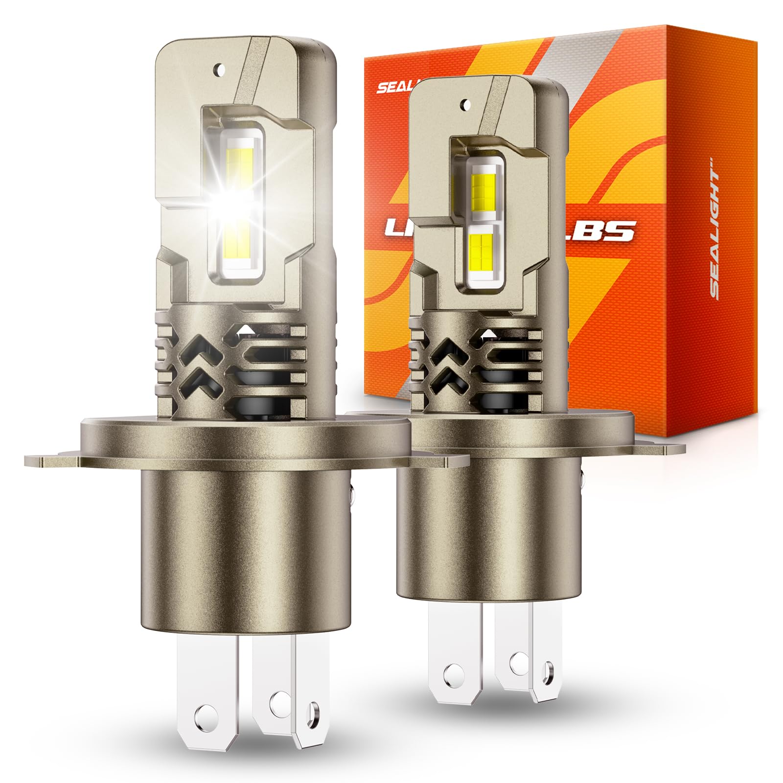 SEALIGHT H4/9003 LED Bulbs Super Bright, 50,000LM 6500K White H4 Halogen Raplacement Fog Lights, Canbus Ready Direct Fit, Plug-N-Play, Pack of 2 Image