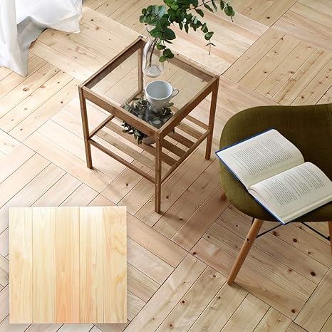 Amazon ビックスリー 国産 ひのきタイル タイルカーペット ウッドカーペット フローリングタイル 2帖 1坪 16枚入りセット 簡単 接着剤不要 団地間サイズ 国産檜使用 Diy 天然木フローリング 16枚入りセット 2畳 1坪分 ナチュラル色 ウッドカーペット