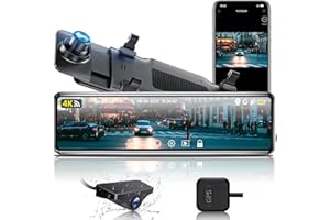GKU M11 4K Mirror Dash Cam Front and Rear Camera GPS, FHD 11'' IPS Touch Screen WiFi Rear View Mirror Camera, Dash Cam Front 
