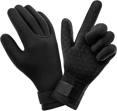AUAUY 3mm Neoprene Wetsuit Gloves with Adjustable Wrist Strap - Anti-Slip