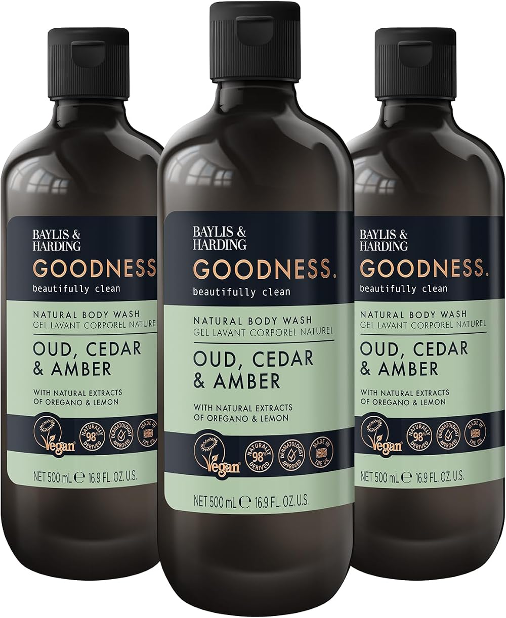 Baylis & Harding Goodness Oud Cedar Amber Body Wash 500 ml Pack of 3