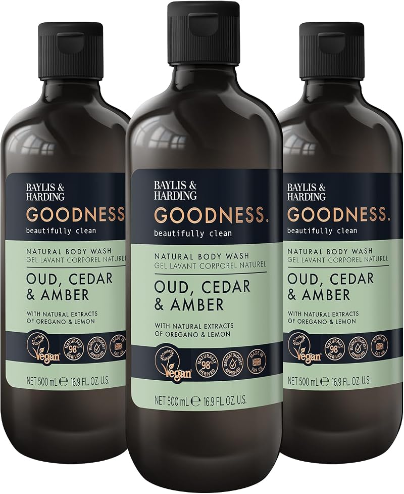 Baylis & Harding Goodness Oud Cedar Amber Body Wash 500 ml Pack of 3