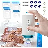 Handheld Vacuum Sealer, Portable Vacuum Sealer for Food, Save Sealer Food Vacuum Kit with 10 Reusable Sous Vide Bags