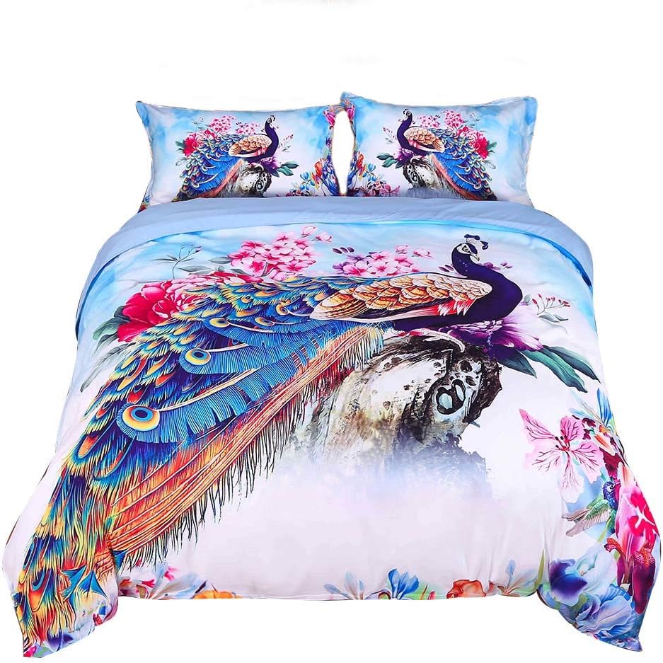 Amazon Com Encoft 3d Peacock Bedding Luxury Beautiful Peacock And