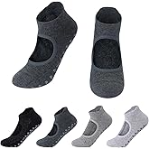 BOYLISH Anti-Slip Yoga Socks for Women, 4 Pairs Stretchy Grip Socks for Pilates, Barre, Dance, and Studio Workouts