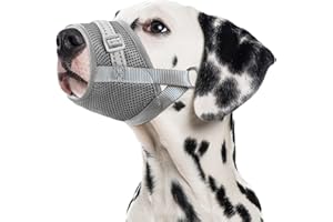 GoGoPaw Dog Muzzle Soft Air Mesh Muzzle for Large Dogs, Adjustable Pet Muzzle for Small Medium Dogs to Drink Freely, Breathable Reflective Muzzle for Dogs to Prevent Biting Barking(Grey, XL-3)