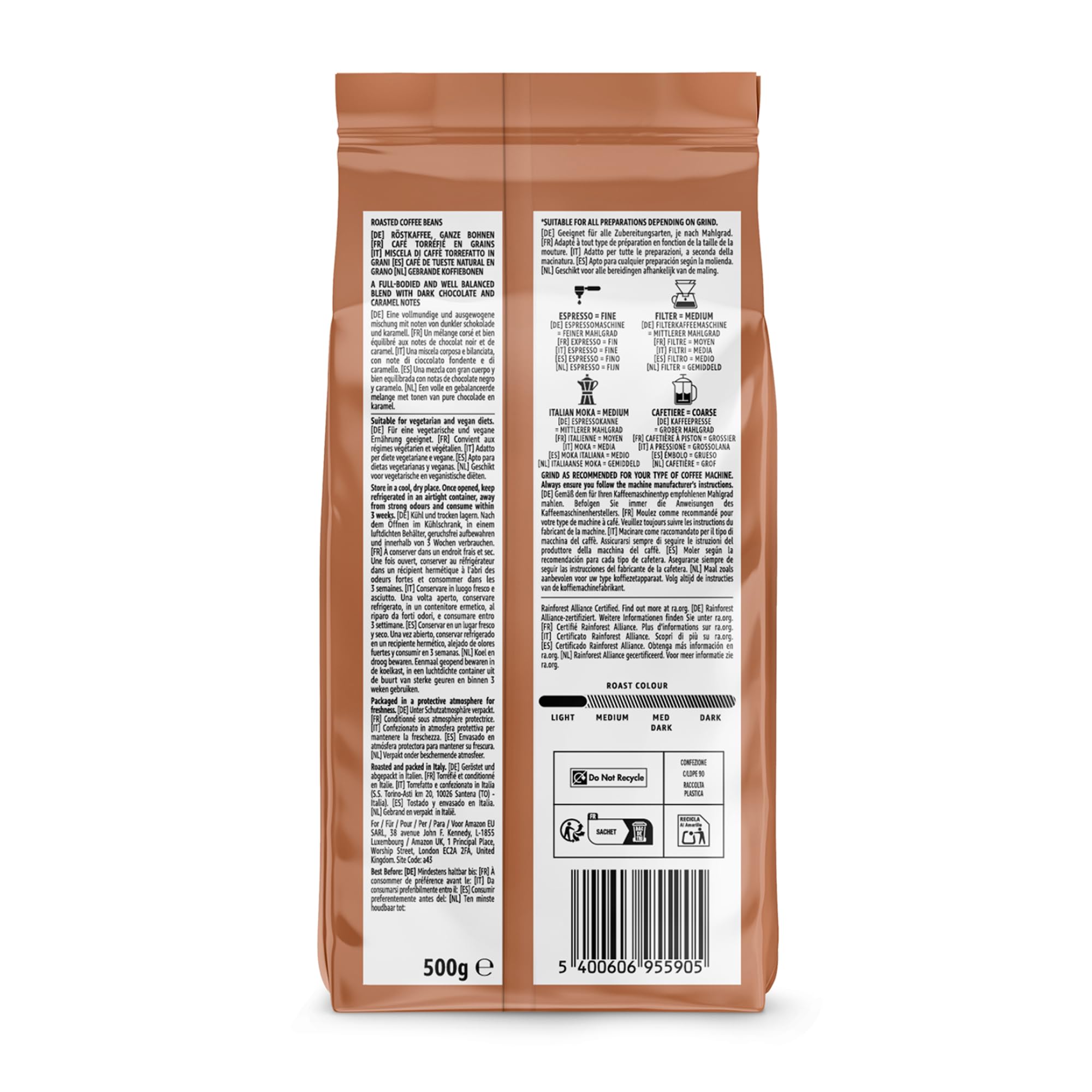 by Amazon Espresso Crema Röstkaffee Ganze Bohnen, 1kg (2 Packs of 500g), Rainforest Alliance-Zertifizierung 5