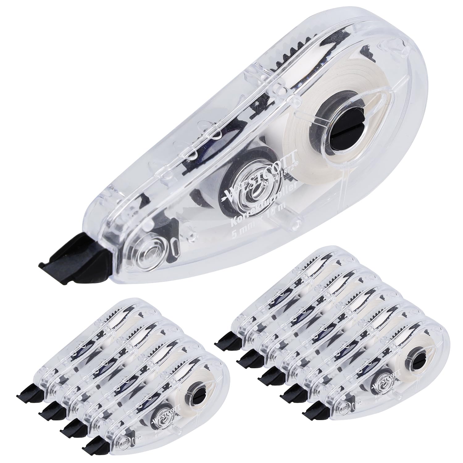 Westcott Correction Tape Midway 10pcs | White Correction Layer 10m x 5mm | Precise, Opaque, Write Immediately | E-743918 00