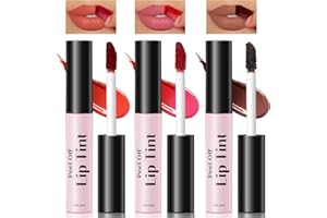 HOSAILY 3 Colors Peel Off Lip Stain Set, Tattoo Magic Color Matte Nude Lip Gloss Lip Tint, Long Lasting Waterproof Liquid Lipstick Tinted Makeup, Nonstick Cup Lip Stain for Women Girls(02+03+06)