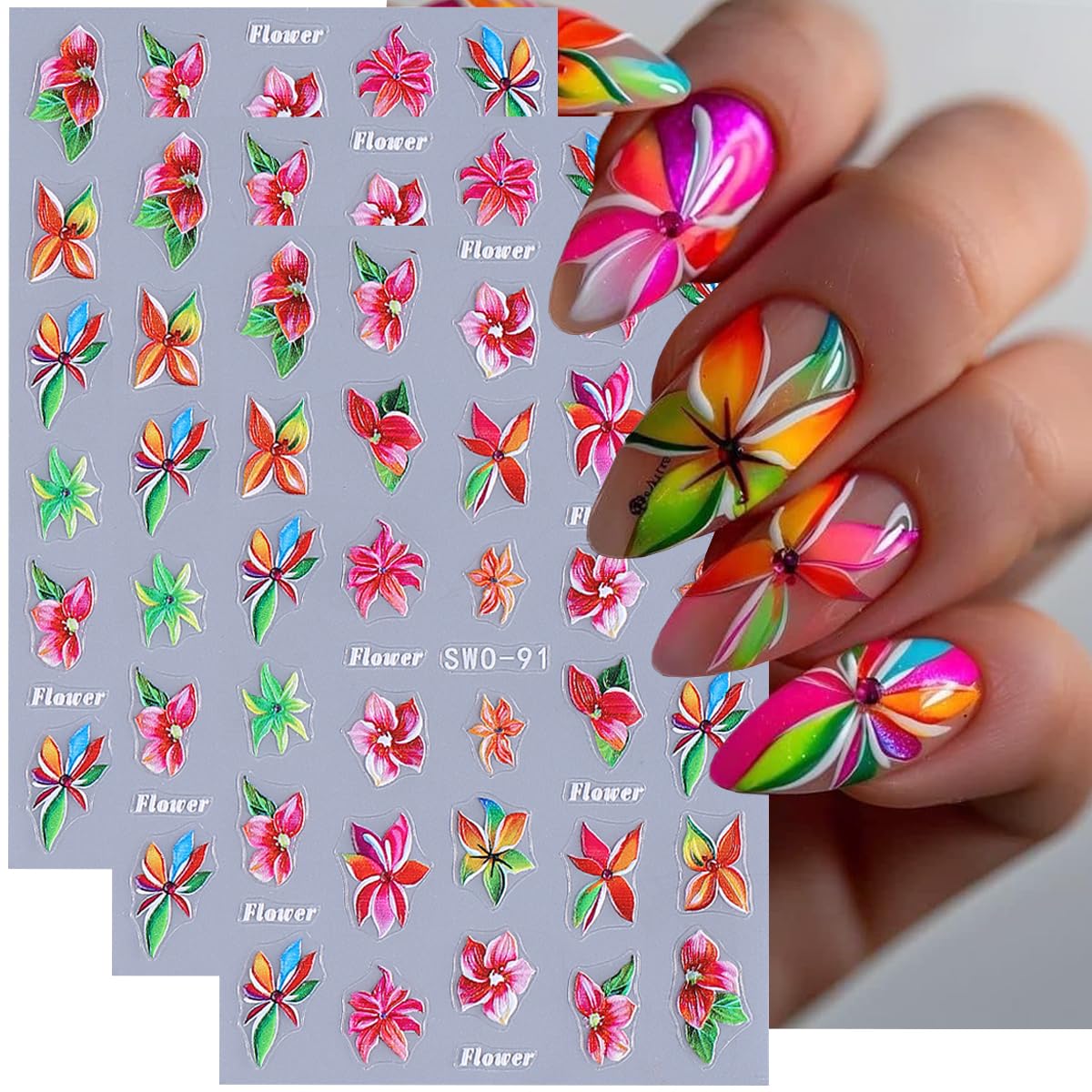 Flower Nail Art Stickers 5D Embossed Flowers Nail