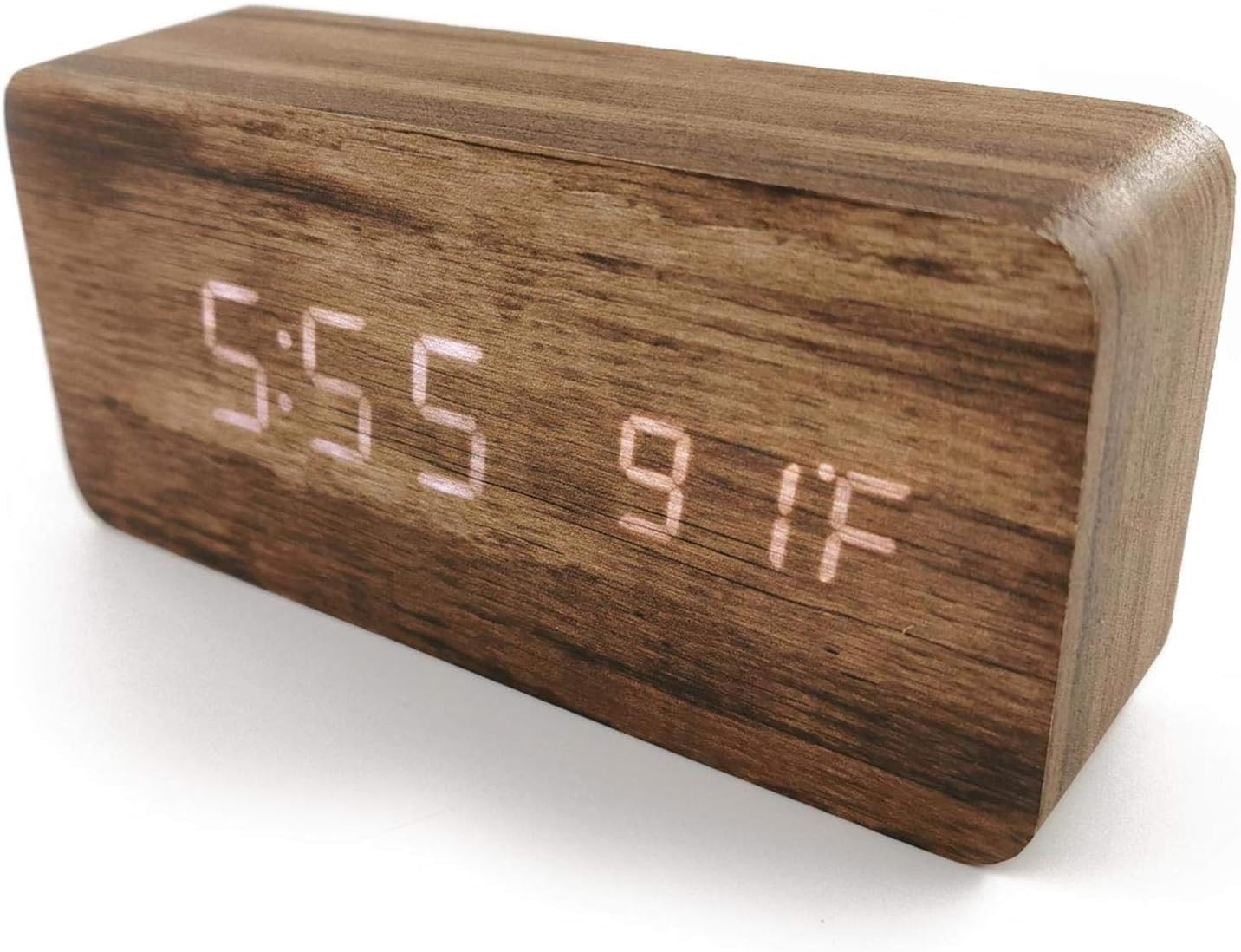 Ytong Plank Wood Grain Pattern Wooden Digital Alarm Clock Multi-Functional LED Smart Alarm Clock USB Supply Sound Control Alarm Clock Office Decoration Digital Alarm Clock Student Alarm Clock