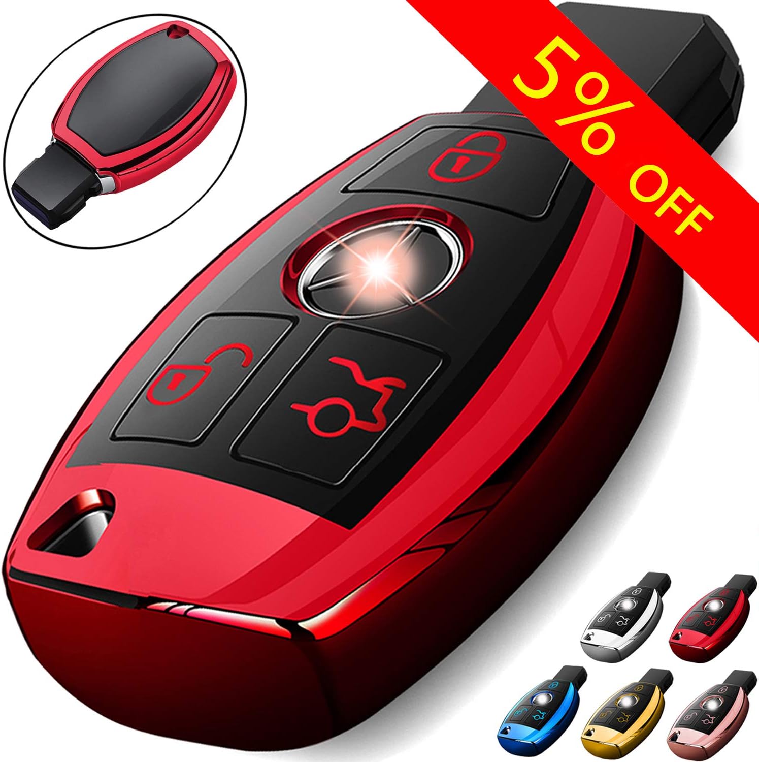 COMPONALL for Mercedes Benz Key Fob Cover, Key Fob Case for