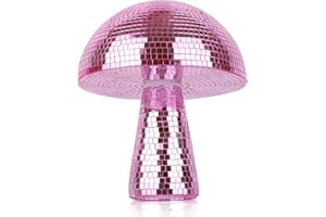 Yeehlmer Creative Mushroom Disco Ball for Party,Table Decor Mirror Retro Handmade Disco Ball Mushroom Shape Home Art Decorations,Bar Ornaments (Pink,L(7.1''))