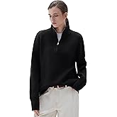 SUUKSESS Women Cashmere Blend Oversized Quarter Zip Pullover Sweater Long Sleeve Collared Ribbed Knit Jumper Tops