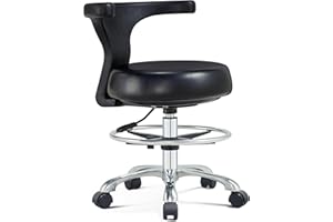 HNKASTELA Kastele Ergonomic Home Office Desk Chair - Swivel Adjustable Comfortable Task Chair with Lumbar Support, Foot Ring and Rolling casters for Drafting,Computer,Hospital,Clinic,Dental hygienis,Home
