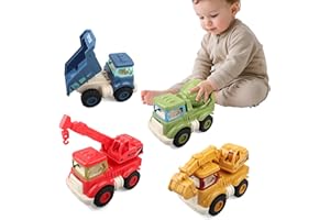 ATOMDREAM TECH Construction Toys for Boys & Girls Age 3 4 5 – Excavator, Dump Truck, Crane, Cement Mixer – Durable Construction Vehicle Toy Set for Toddlers & Kids