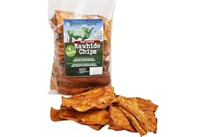 GreenCow Rawhide Chips Beef Flavor 1-Pound Bag - Premium Large Dog Rawhide Chews - Ideal for Agressive Chewers Dog Rawhide Treats - Durable Rawhide Bones for Large Dogs
