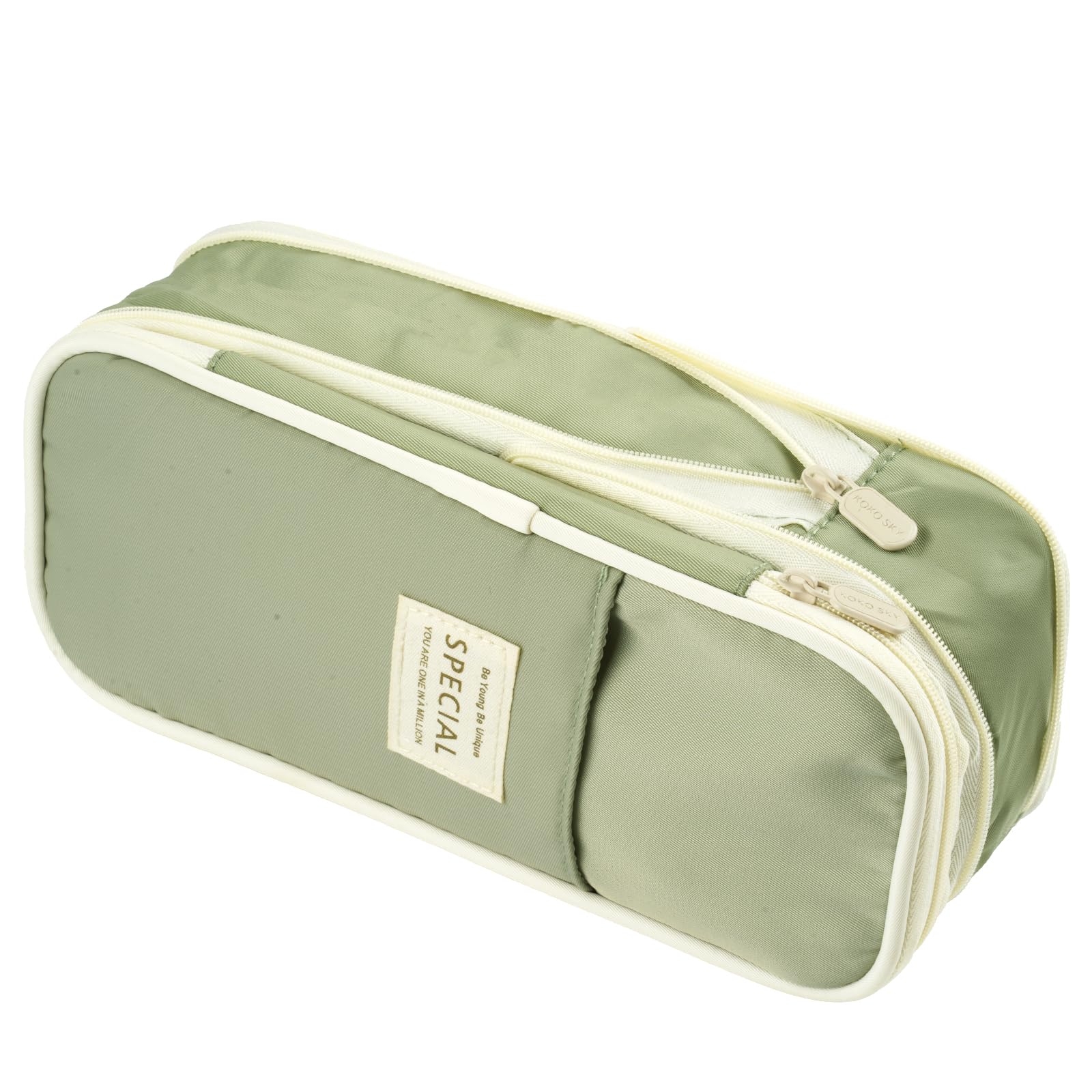 Expandable Pencil Case, Large Pencil Cases Big Capacity with Compartments, Marker Pen Bag for Girls Boys, Portable Pencil Zip Pouch for School,Office,Makeup Cosmetic Bag,Stationery Organizer, Green