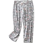 ENJOYNIGHT Women's Capri Pajama Pants Lounge Causal Bottoms Print Sleep Pants
