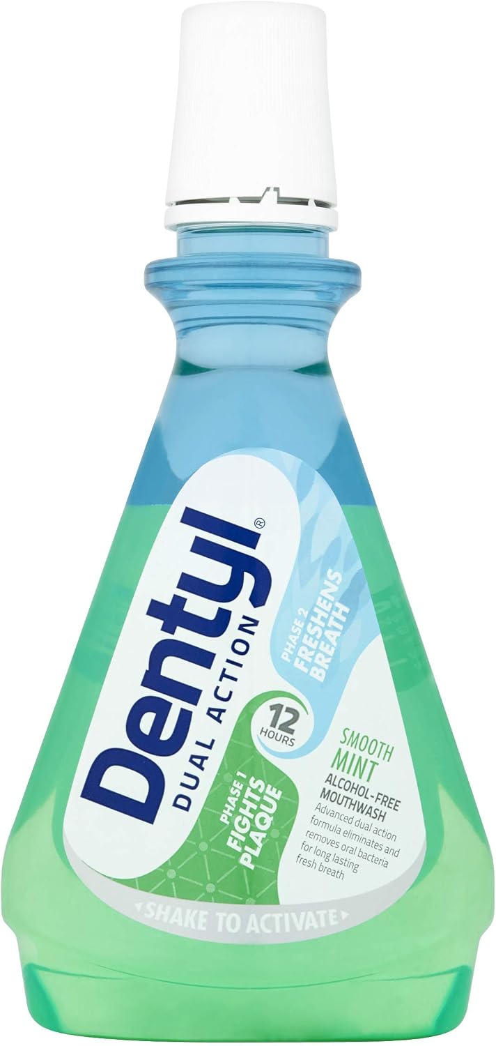 Dentyl Dual Action Smooth Mint Plaque-Reducing CPC Mouthwash, 500ml, Green, 500 ml (Pack of 1)