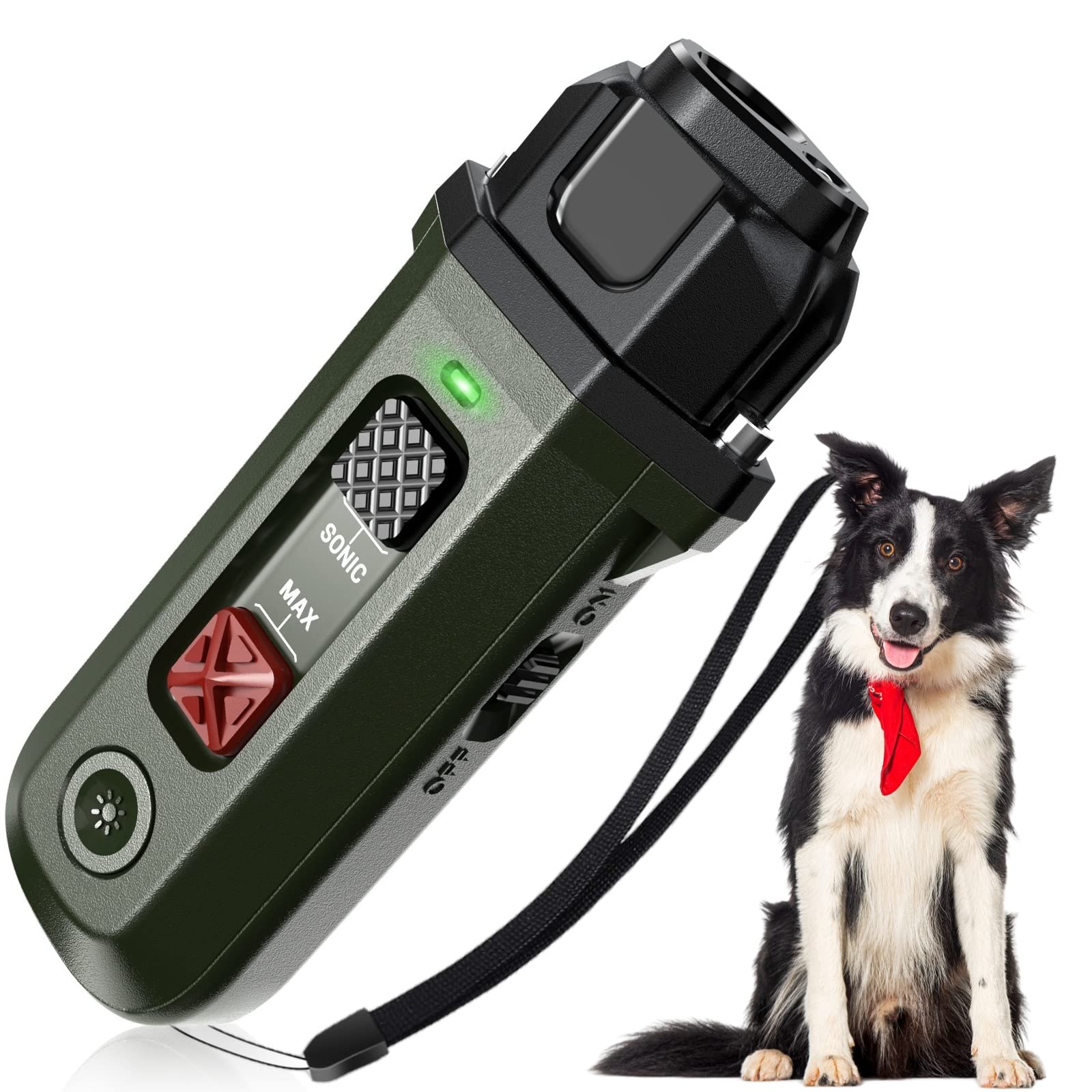 Yireal Ultrasonic Dog Barking Deterrent, Anti Barking Device with Strobe Flashlight, Rechargeable Dog Training Device for Most Dogs
