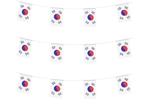 ZXvZYT Korea Korean Flag Banner String,Small Mini Korea Pennant flags,For Grand Opening,Olympics,National Sports Events,Party Festival Decorations(50 Feet 38 Flags)
