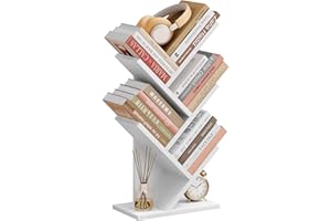 Hoctieon 4 Tier Tree Bookshelf, 4 Shelf Bookcase, Free Standing Tree Bookcase, Display Floor Standing Shelf for Books, Book O