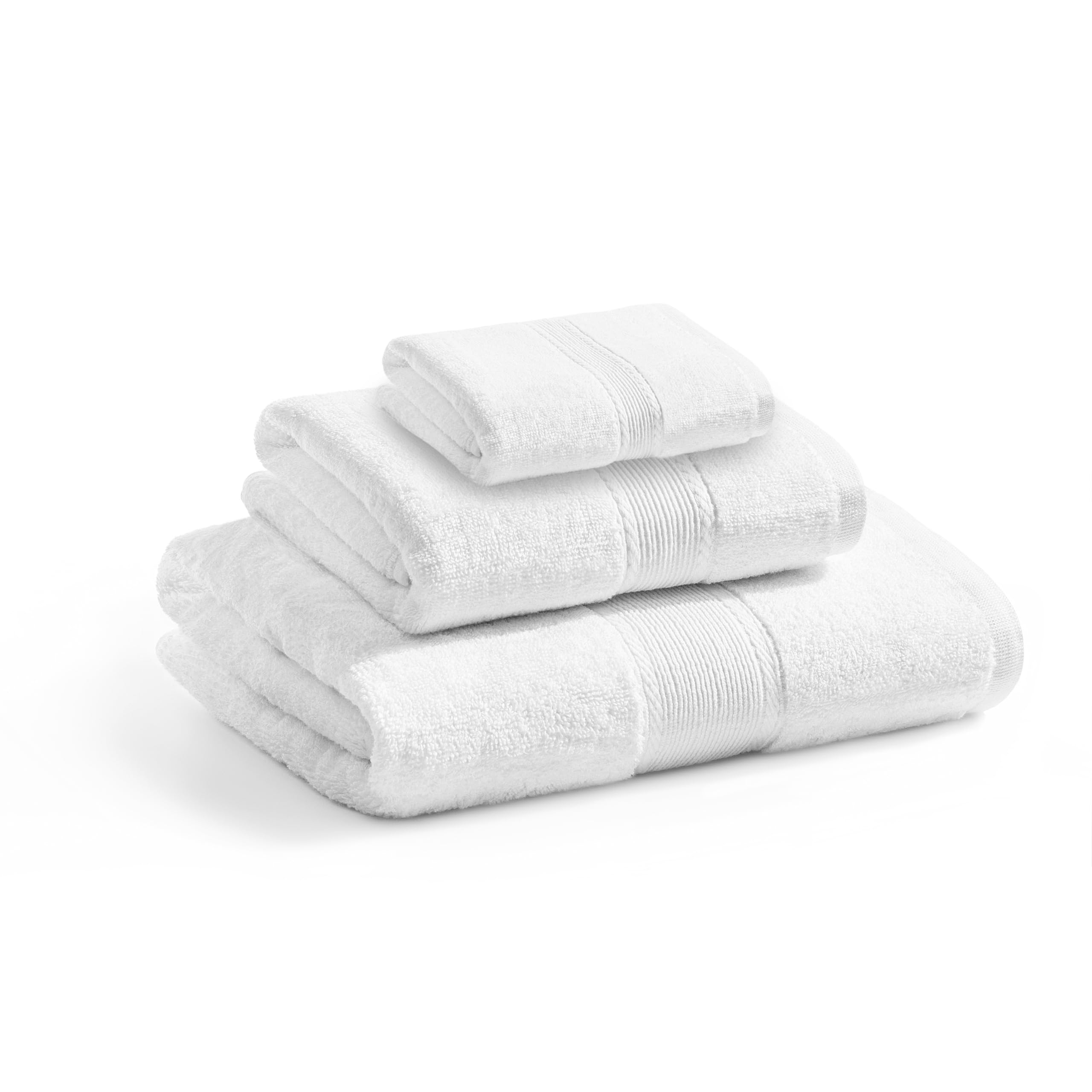 SweetNeedle - Hotel Quality Premium 3 Piece Towel Set, White - 100% Cotton - 600 GSM - Highly Absorbent, Fine Quality for Bathroom, Shower, Spa & Guest Towel