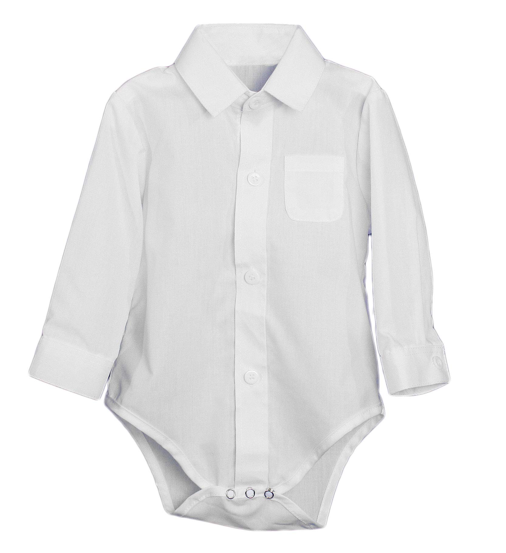 Little Things Mean A LotUnisex Baby Poly Cotton Button Up White Dress Shirt Bodysuit Romper with Collar