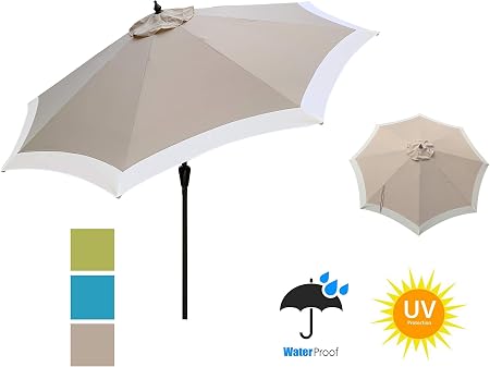 Home Garden Garden Patio Umbrellas 8 Ribs Blissun 9 Outdoor Market Patio Umbrella With Push Button Tilt And Crank Dr Hetsroni Com