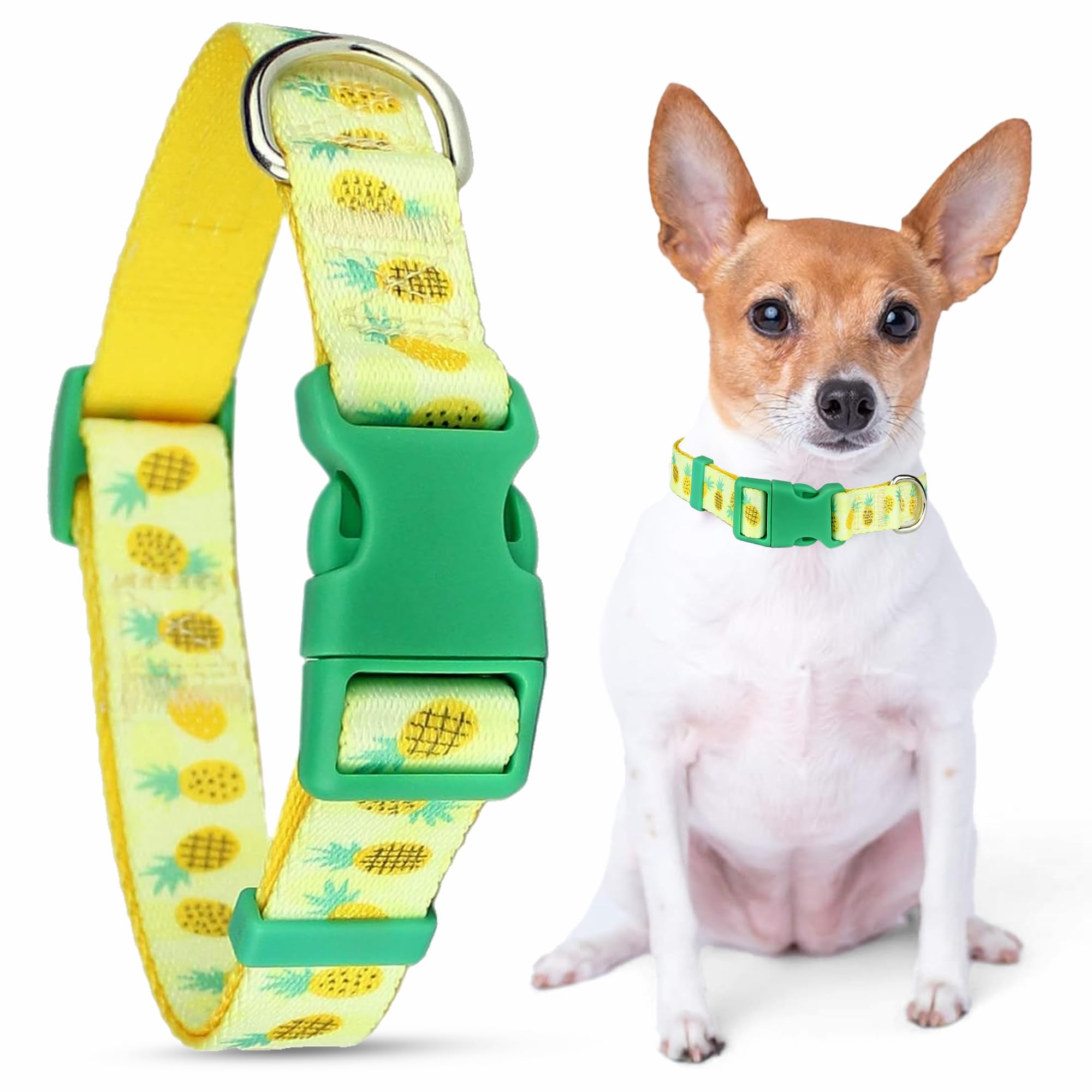 Parisian Pet Adjustable Nylon Dog Collar | Pineapples - Girly Dog Collar | Size - S