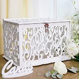 GUDELAK Wedding Card Box PVC Hollow With Lock White 12 x 9.3 x 8.5 in view 3