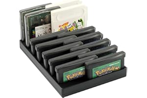 QUBAMG GB Game Display Case Compatible with Game Boy Advance, Game Boy Color, Game Boy Pocket & Original Game Boy – Holds 14 Game Cartridges, GBC GB GBP Game Organizer Stand Base for Collectors,Gray