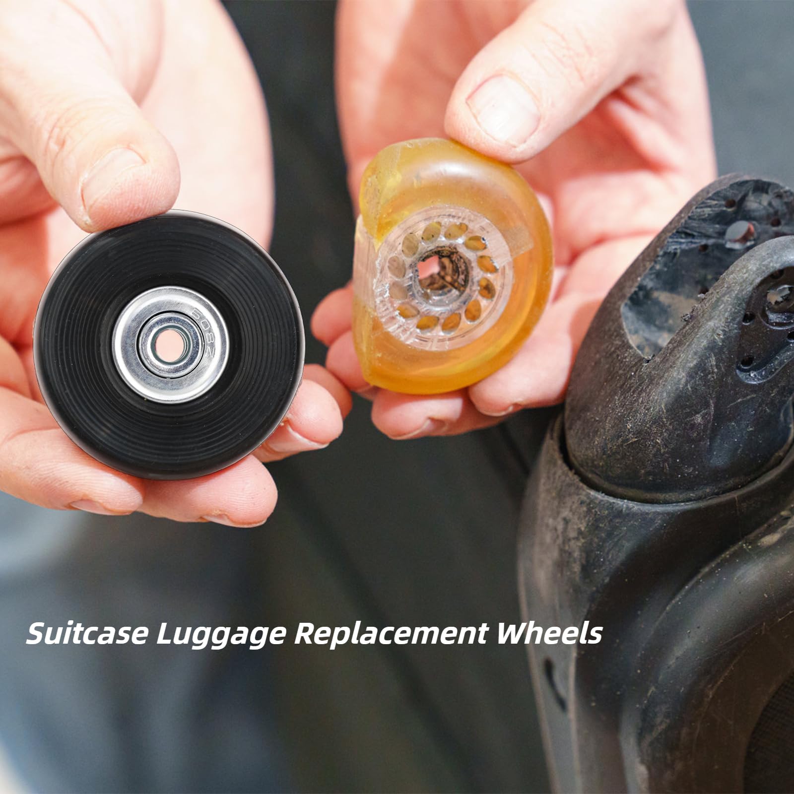 ZOOFOX Set of 8 Luggage Suitcase Replacement Wheels, 50 x 18mm PU Caster Wheels Bearings Repair Kits, Shelf Replacement Wheels for Luggage