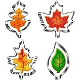 LUBTOSMN Fall Leaf Cookie Cutter Set-4 Piece-Maple Leaf, Oak Leaf, Leaf Shapes-Diswasher Safe-Fall Holiday Cookie Cutters Sha