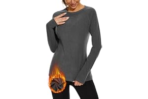 WOWENY Thermal Shirts for Women Base Layer Soft Fleece Lined Long Sleeve Top Thermal Underwear Winter Cold Weather