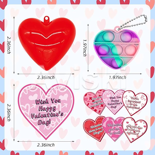 AVISKI 30PCS KIDS VALENTINES DAY GIFTS FOR CLASSROOM – VALENTINE PREFILLED HEARTS WITH POPPERS FIDGET GIFT TAGS FOR TODDLERS BOYS GIRLS EXCHANGE GIFTS, PARTY FAVOR PRIZES, VALENTINE’S GREETING GIFTS