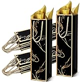 Fingertip WD 20 Pack Wine Gift Bag with Handles and Tissue Paper Wine Bottle Gift Bags for Christmas,Weddings,Holiday Party,black