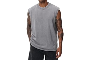 KEEPSHOWING Mens Cotton Sleeveless Tank Tops Cut Off Muscle Gym T Shirts Running Beach Loose Fit Tees