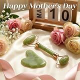 BAIMEI Jade Roller Gua Sha Set for Women Facial Massage Natural Xiuyan Jade view 2