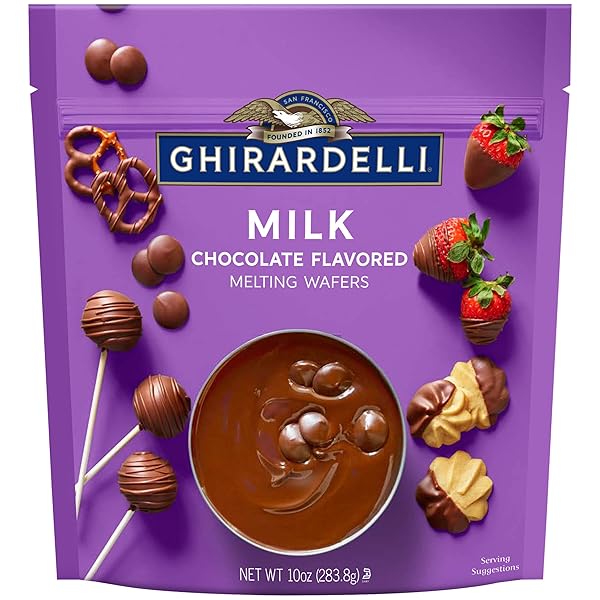 GHIRARDELLI MILK CHOCOLATE FLAVORED MELTING WAFERS, 10 OZ BAG PREMIUM CANDY MAKING & DIPPING CHOCOLATE