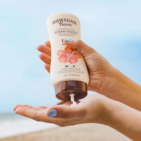HAWAIIAN TROPIC SHEER TOUCH LOTION SUNSCREEN SPF 70, 8 FL OZ | BROAD SPECTRUM, OXYBENZONE FREE, SUNBLOCK LOTION, HAWAIIAN TROPIC SUNSCREEN SPF 70, 8 FL OZ