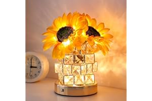 AMWGIMI Sunflowers Flower Lamp,Rechargeable Cordless Touch Table Lamp,3-Colour Infinitely Dimming Small Night Light,Festival Restaurant Bedroom Bar Coffee Shop Birthday Gifts for Women Mom