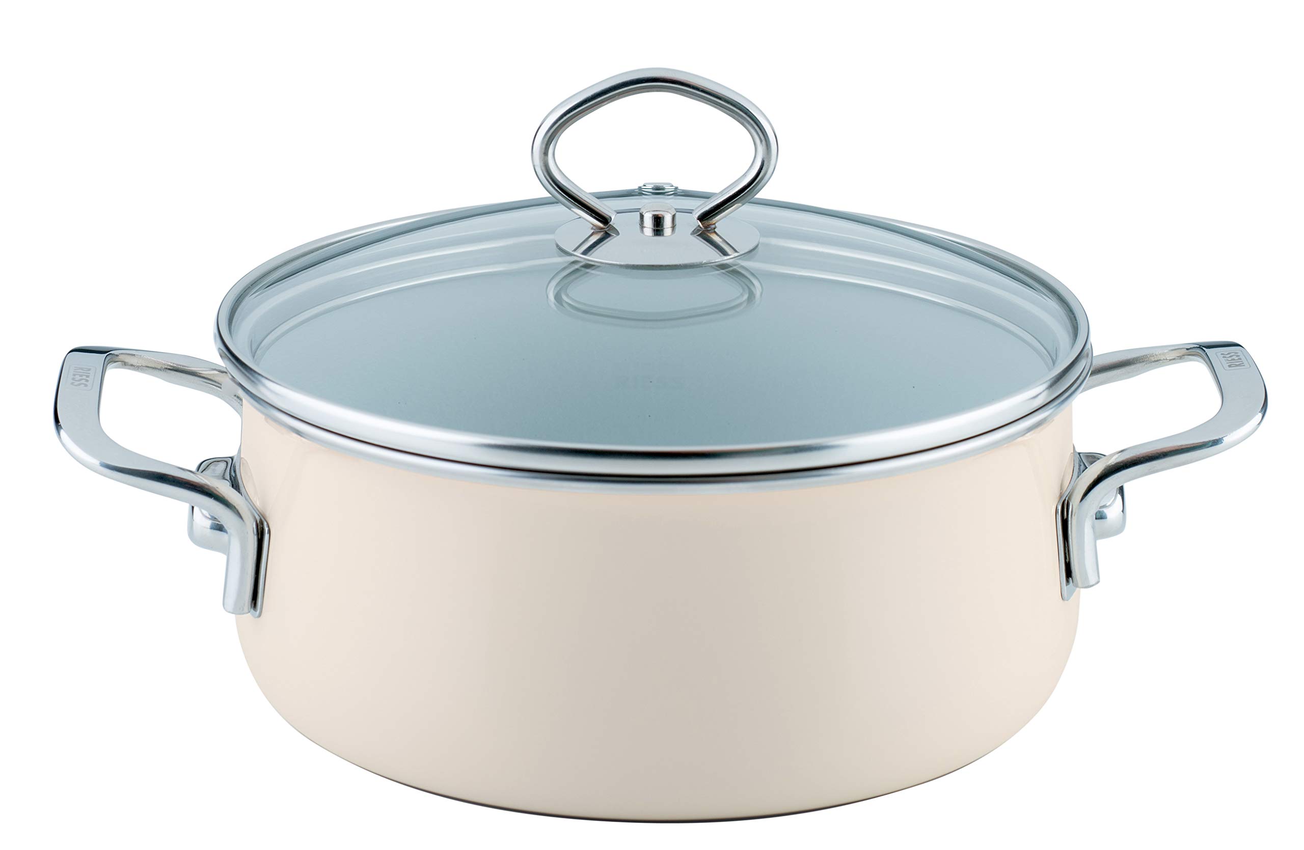 Riess Nouvelle - Avorio Top 3000 Extra Strong Casserole with Glass Lid, Diameter-20 cm Muted