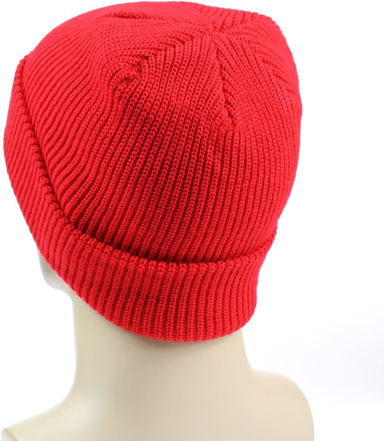 Connectyle Outdoor Classic Bassic Men 's Warm Winter Hats Daily Thick Knit Cuff Beanie Cap Red, 55 60cm: Clothing
