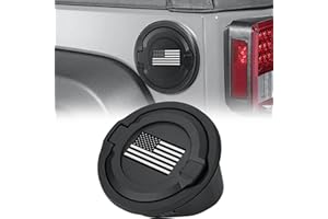 PARFYTER Fuel Filler Door Cap Black Gas Cover Cap Compatible with Jeep Wrangler 2018-2024 JL & JLU 2 door and 4 door + US Flag sticker, Aluminum+ABS Accessories