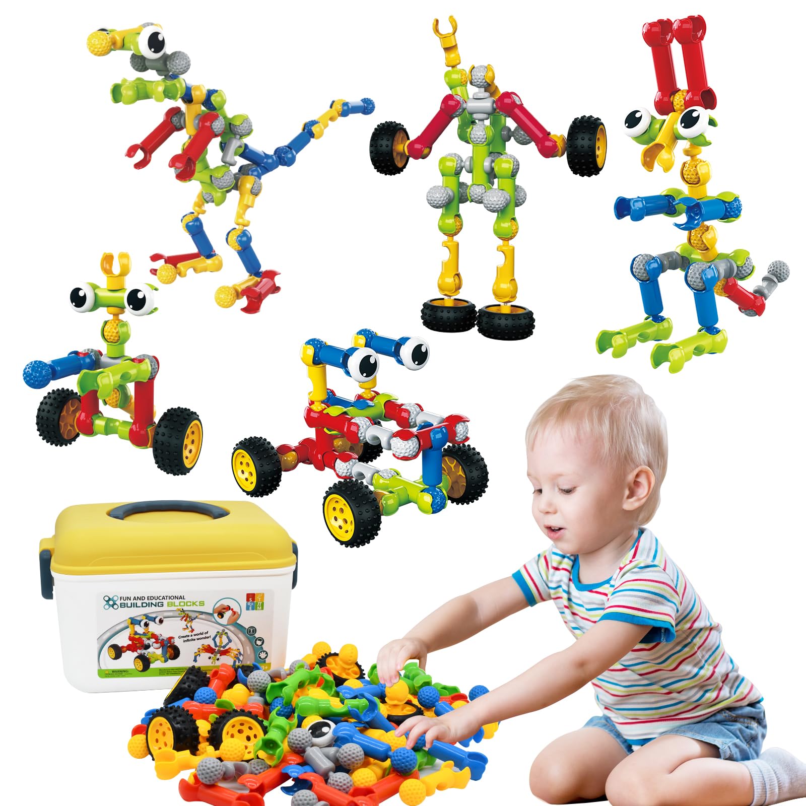 Building Toys,109 Piece STEM Toys for Kids Ages 3 4 5 6 7 8 9 10 11 12 Years Old Boys and Girls Christmas Birthday Gifts Children Building Blocks Creative and Educational Kids Toys Projects