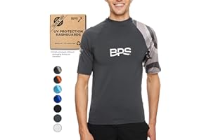 BPS Rashguard for Men Long Sleeve Short Sleeve Rash Guard Sun Protection Shirt UPF Quick Dry Men’s Swim Shirt Fishing Surfing