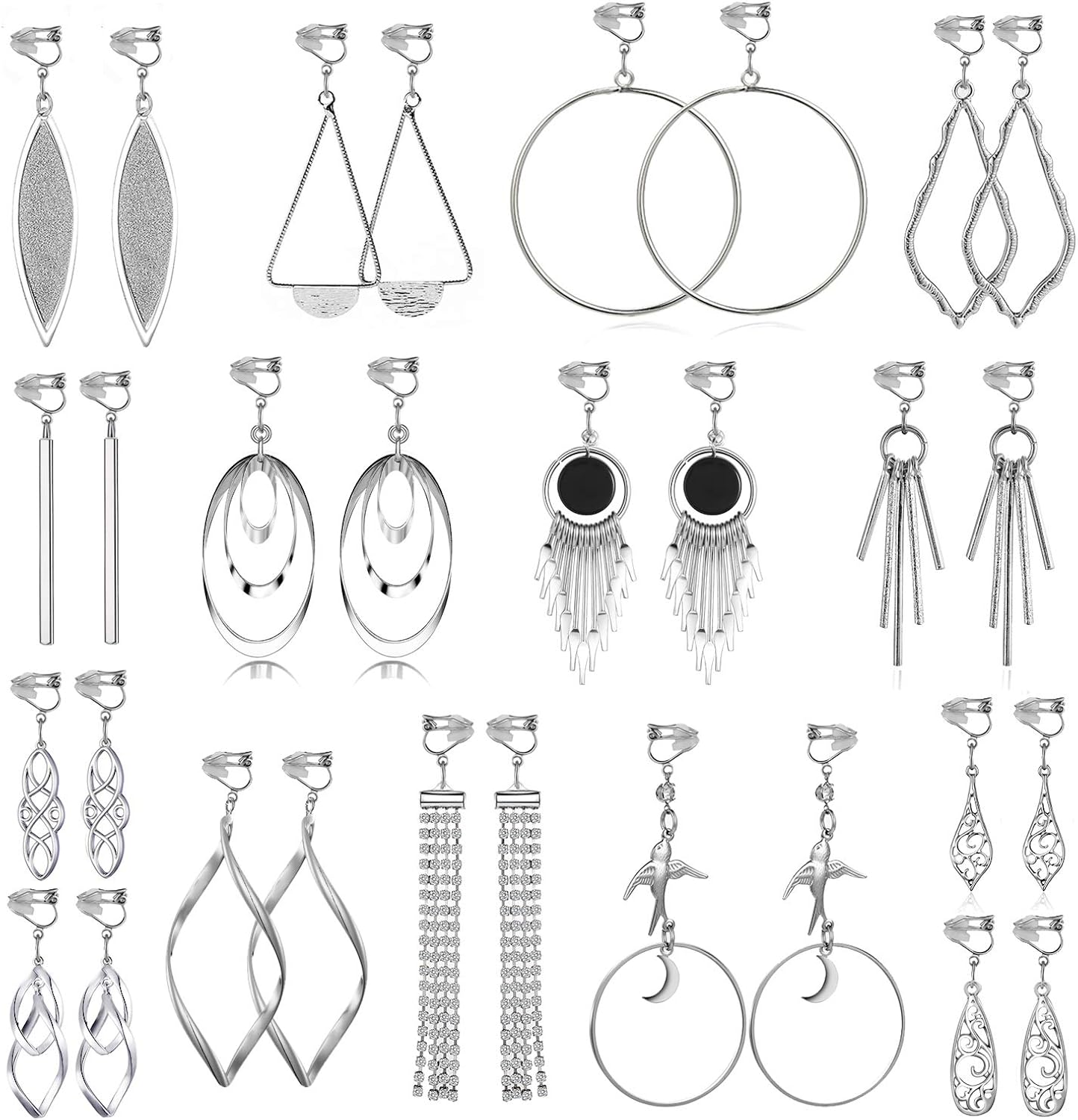 Amazon Com 15 Pairs Wholesale Clip On Earrings For Women Fashion Celtic Knot Earrings Long Bar Earrings Tear Drop Earrings Clip On Hoop Earrings For Women Clipon Earrings For Women And Teen Girls Jewelry