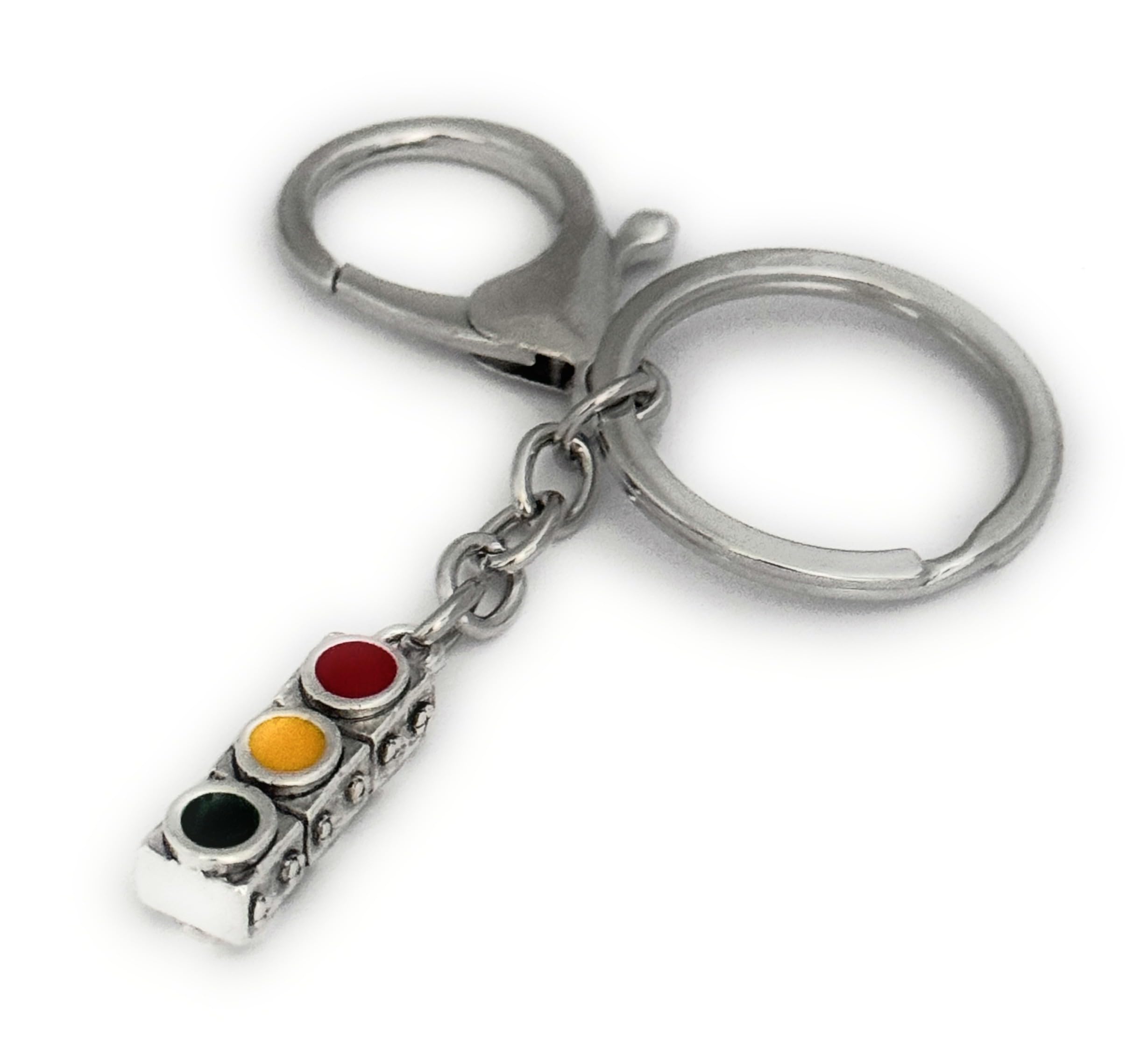 FizzyButton Gifts Traffic Light Keyring Key Ring with Enamel Charm and Lobster Clasp